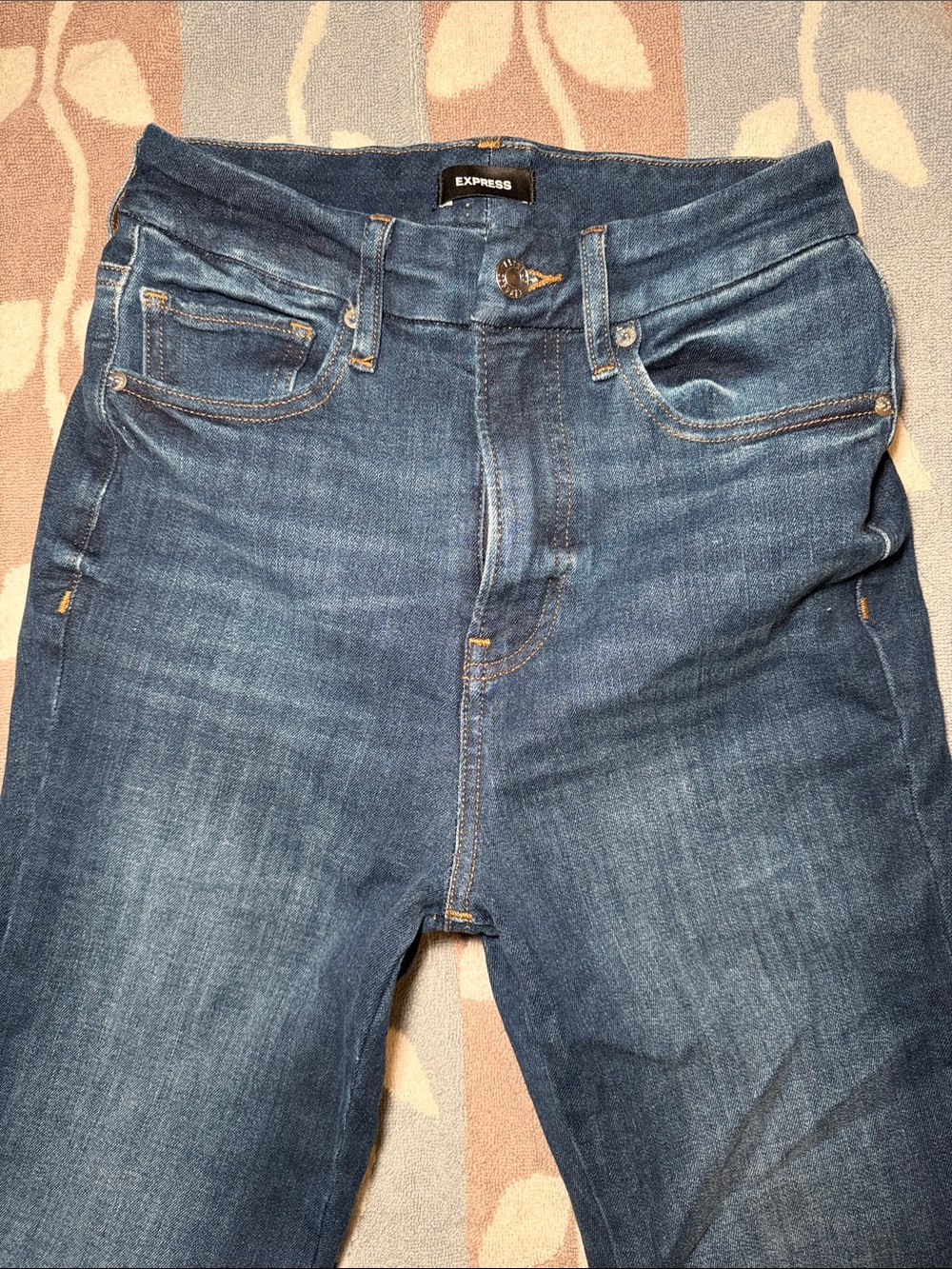 Express Women’s 90’s Slim super high rise Dark Blue Jeans